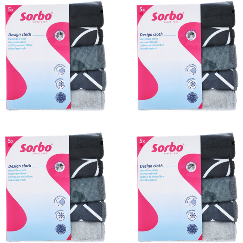 Een afbeelding van Sorbo Microvezeldoek zwart grijs 4-pack
