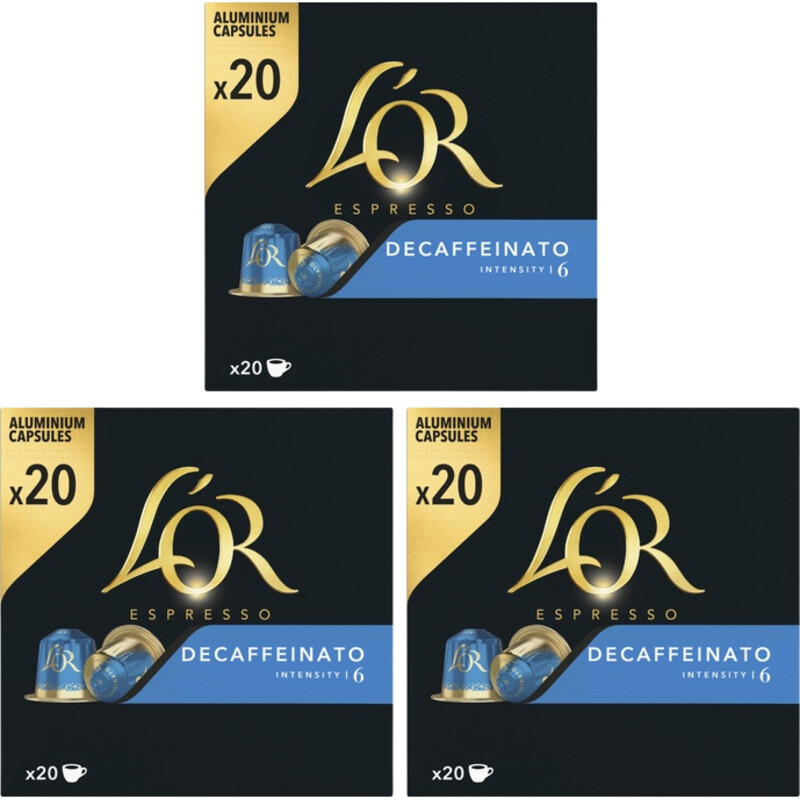 L'OR decaffeinato koffiecups 3-pack