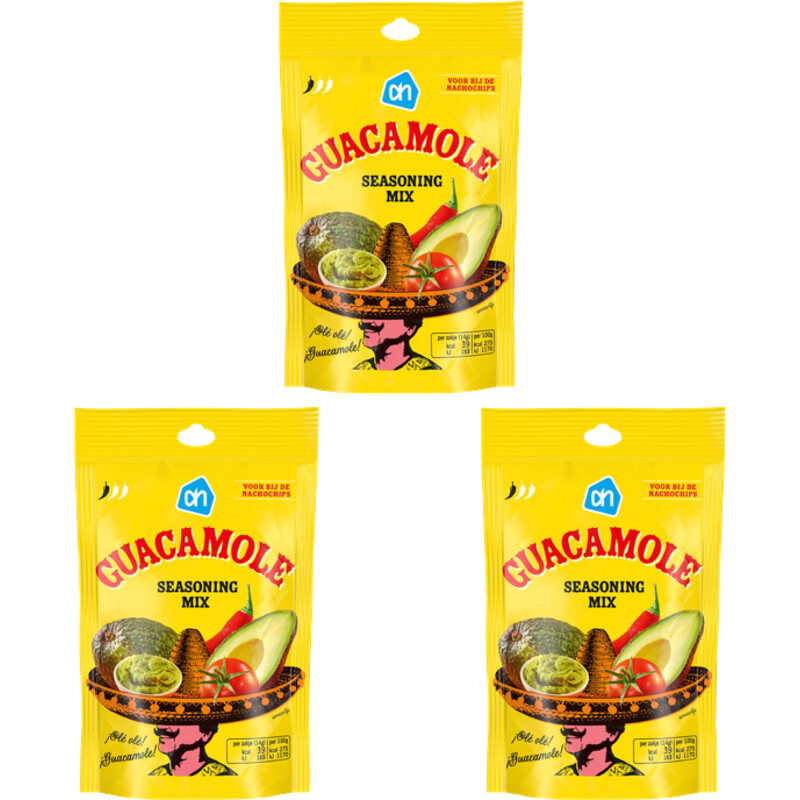 Een afbeelding van AH Guacamole seasoning mix 3-pack