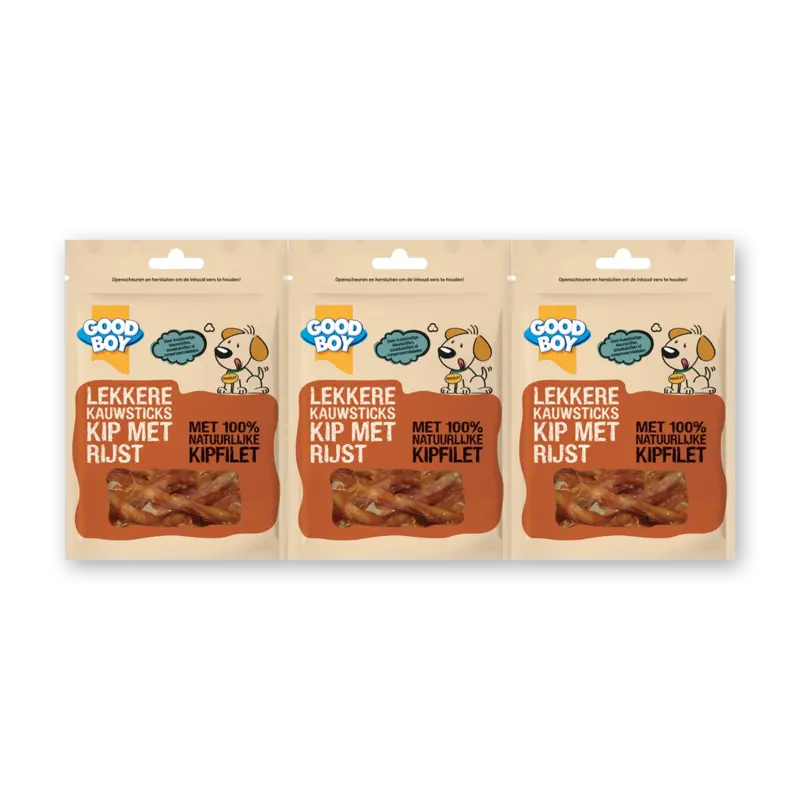 Lekkere kauwsticks kip met rijst 3-pack