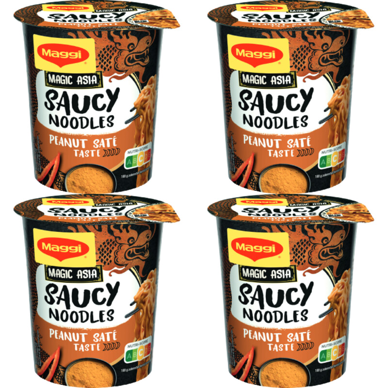 Een afbeelding van Maggi Saucy noodles peanut 4-pack