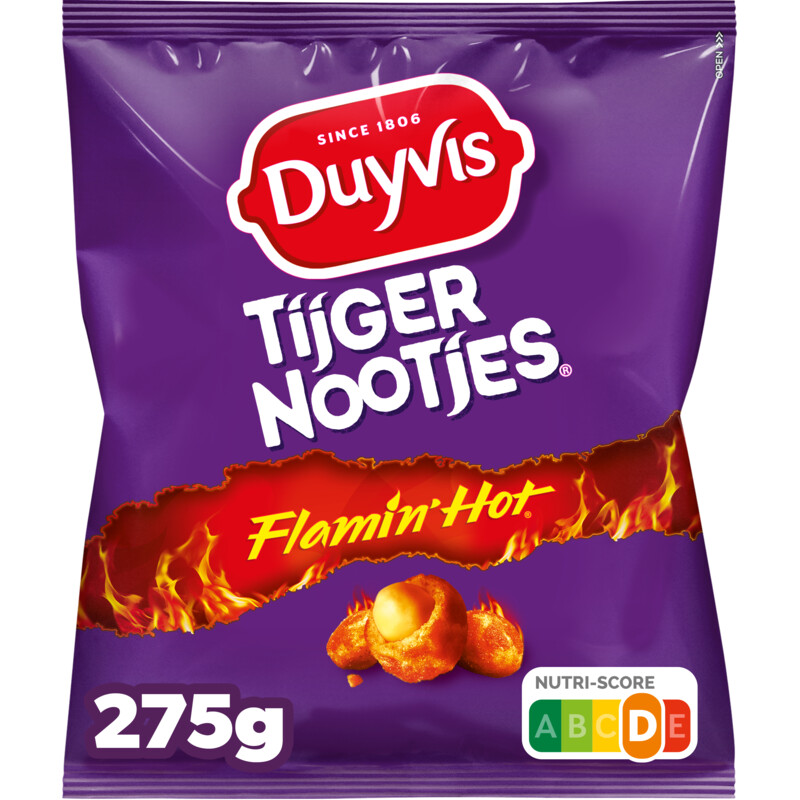 Een afbeelding van Duyvis Tijgernootjes flamin hot
