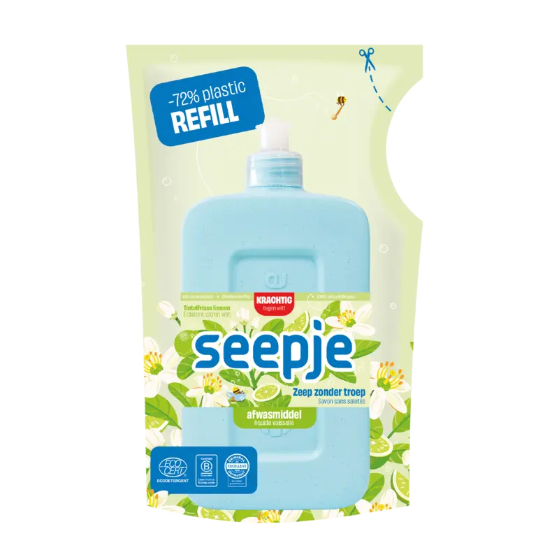 Seepje Afwasmiddel tintelfrisse limoen refill