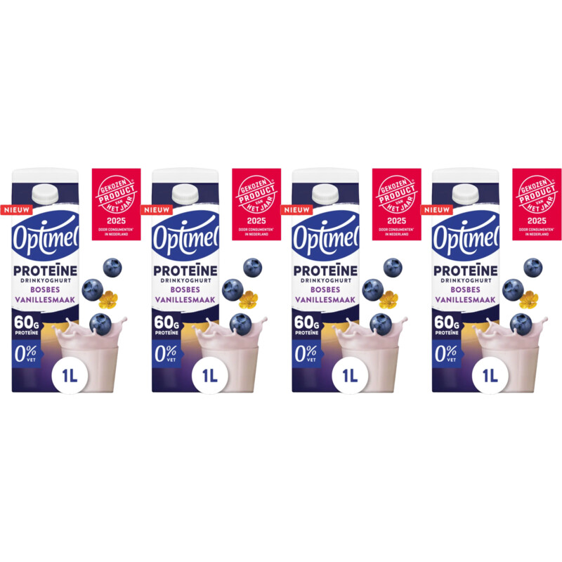 Optimel Drinkyoghurt protein bosbes vanil 4-pack
