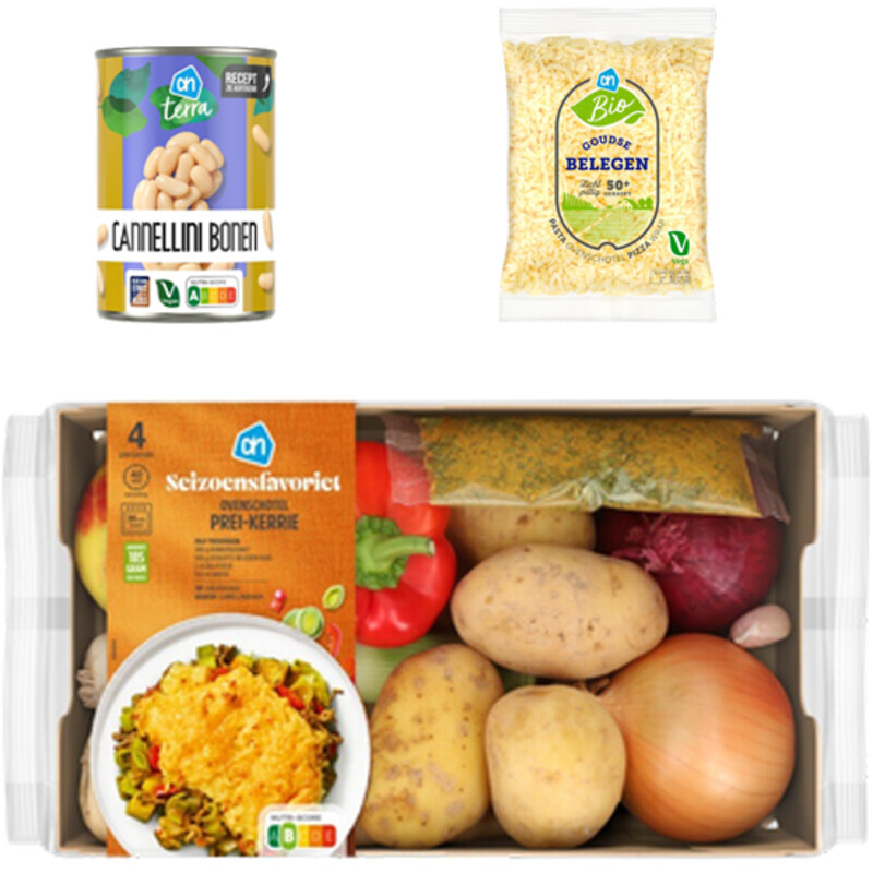 Een afbeelding van AH Vega Ovenschotel Prei-Kerrie Verspakket