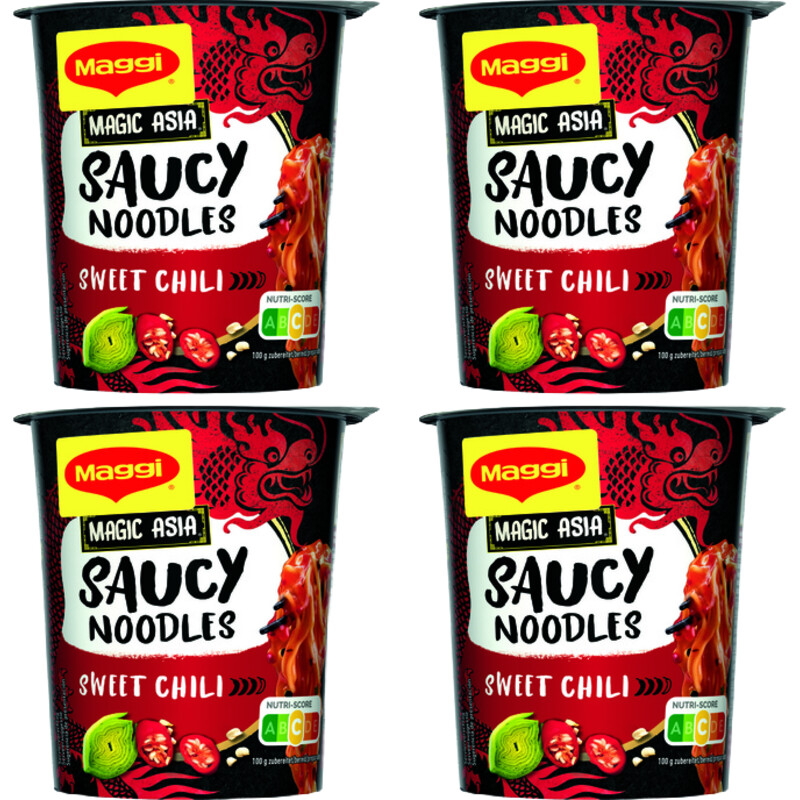 Een afbeelding van Maggi Saucy noodles sweet chilli 4-pack
