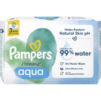 Een afbeelding van Pampers Harmonie aqua babydoekjes 3-pack