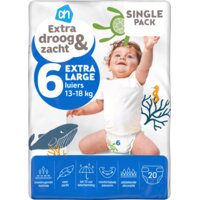 Een afbeelding van AH Extra droog en zacht luiers maat 6