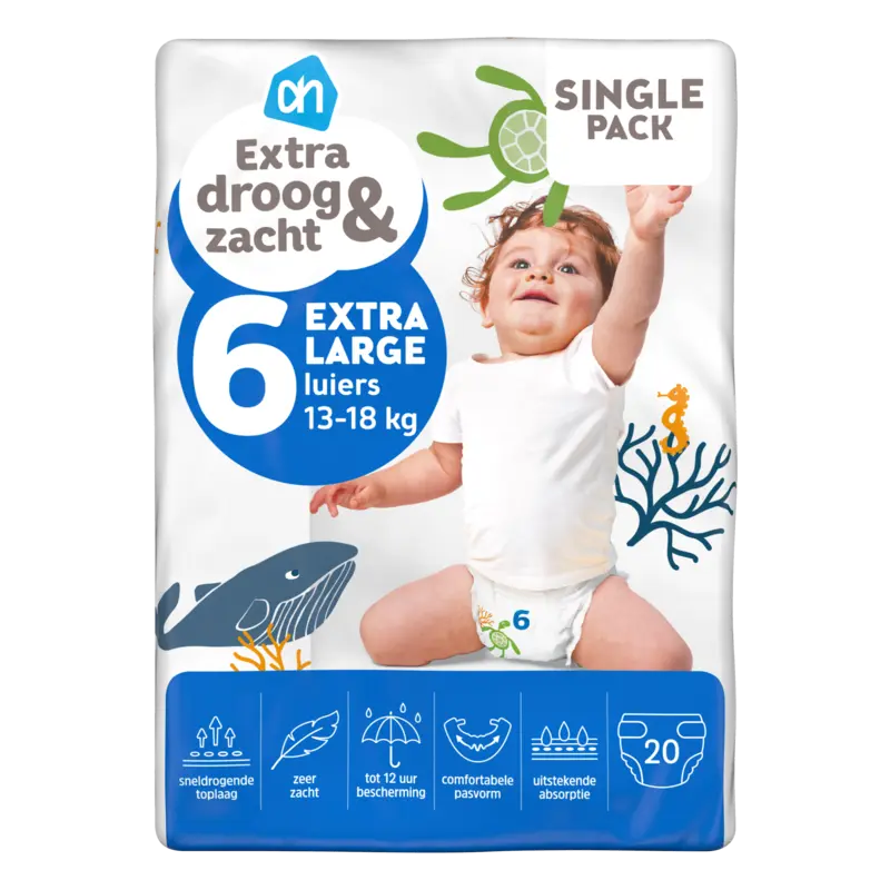 Extra droog en zacht luiers maat 6