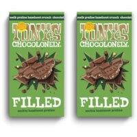 Tony's Chocolonely Filled melk pral hazelnoot crunch 2-pack