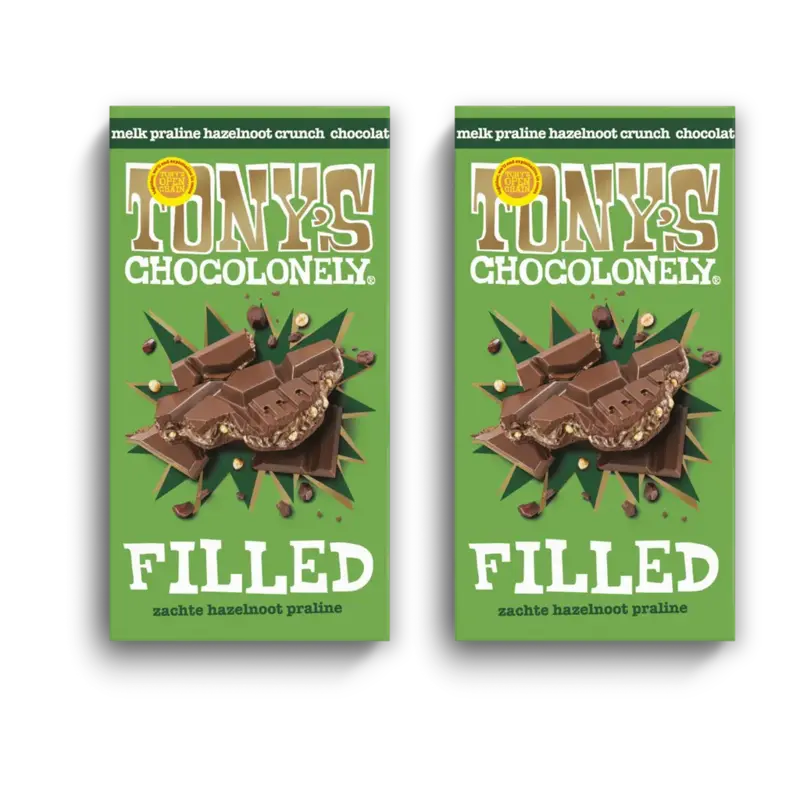 Filled melk pral hazelnoot crunch 2-pack