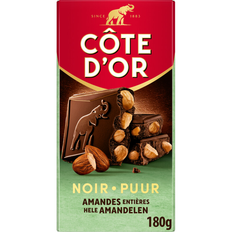 Een afbeelding van Côte d'Or Chocoladereep puur met hele amandelen