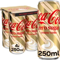 Coca-Cola Zero sugar holiday creamy vanilla 4-pack
