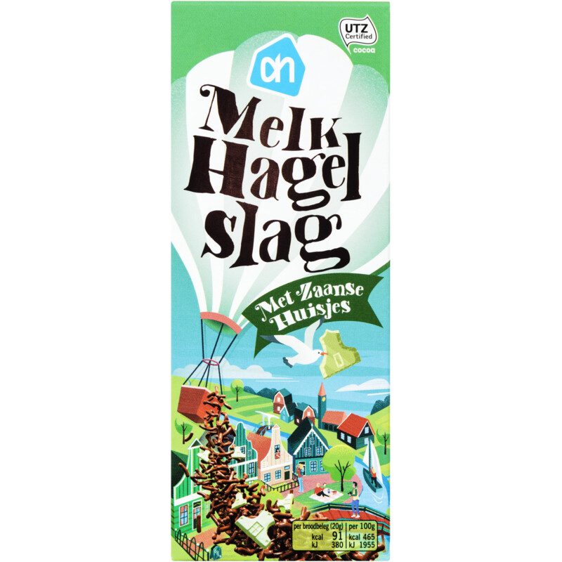 Een afbeelding van AH Melkchoc hagelslag zaanse huisjes