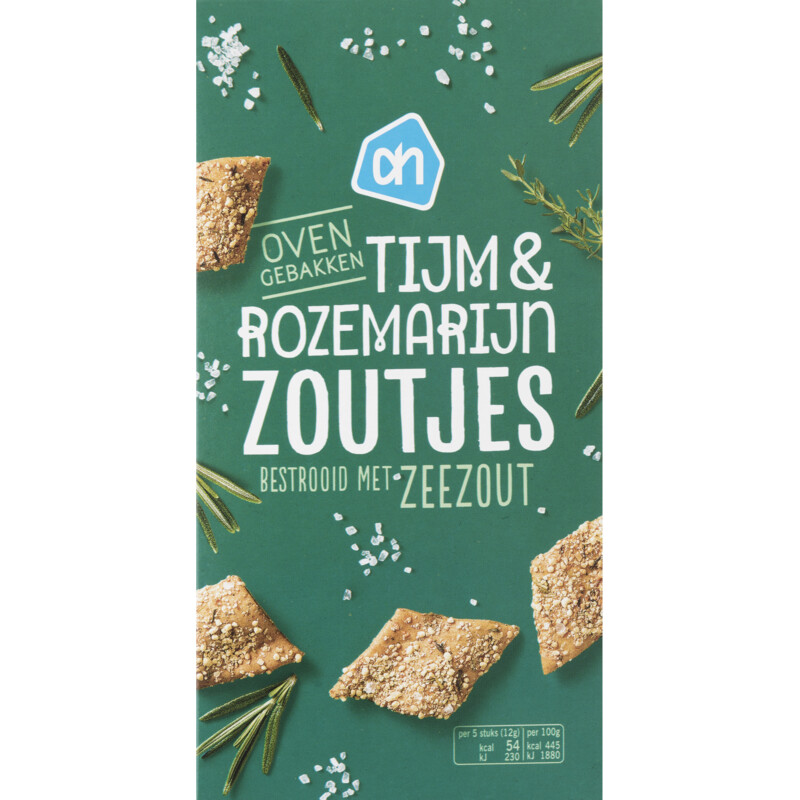 Een afbeelding van AH Tijm & rozemarijn zoutjes met zeezout