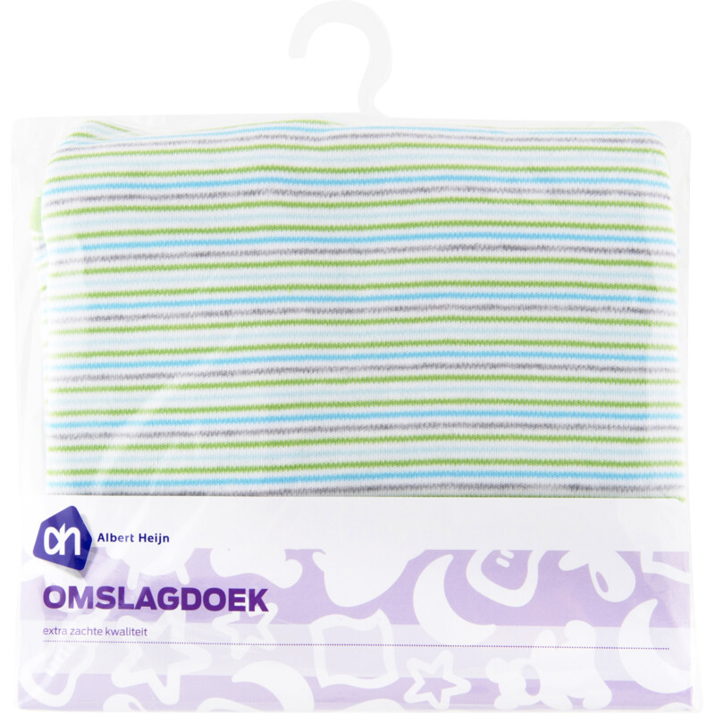 Een afbeelding van AH Baby omslagdoek streep groen