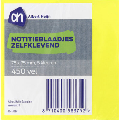 pdp-image-AH Notitieblaadjes zelfklevend 5 kleuren