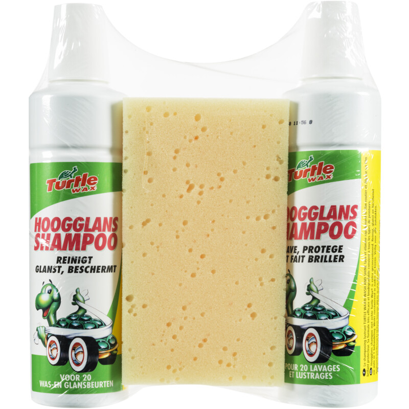 Een afbeelding van Turtle wax Autoshampoo 2x met spons
