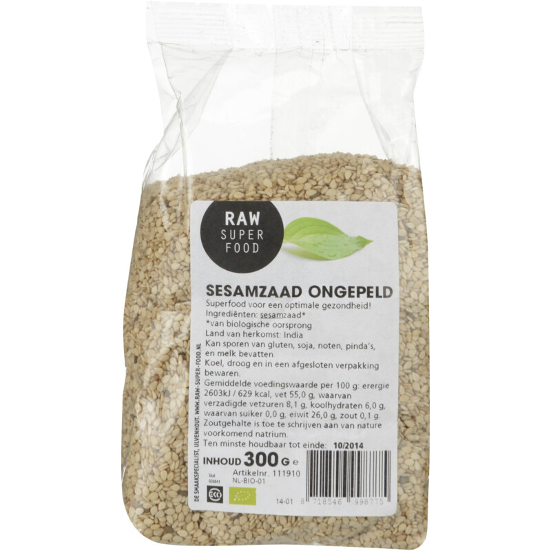 Een afbeelding van Raw Organic Food Sesamzaad onge bio