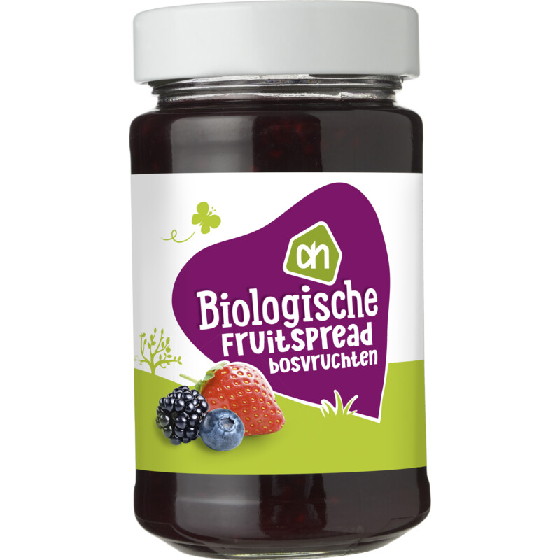 Een afbeelding van AH Biologisch Biologische fruitspread bosvruchten.