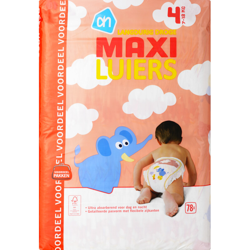 Een afbeelding van AH Luiers maxi 7-18 kg voord.