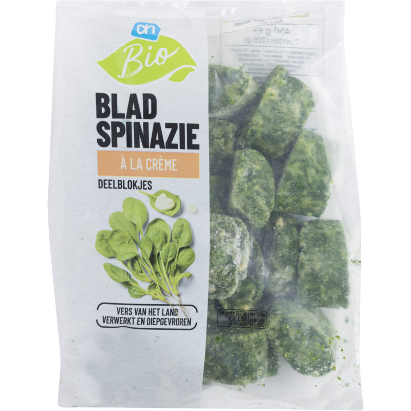 Een afbeelding van AH Biologisch Bladspinazie à la crème deelblokjes