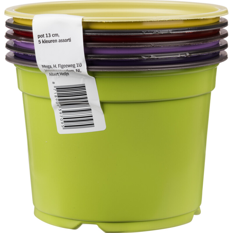Een afbeelding van AH Potjes 5 kleuren assorti 12 cm