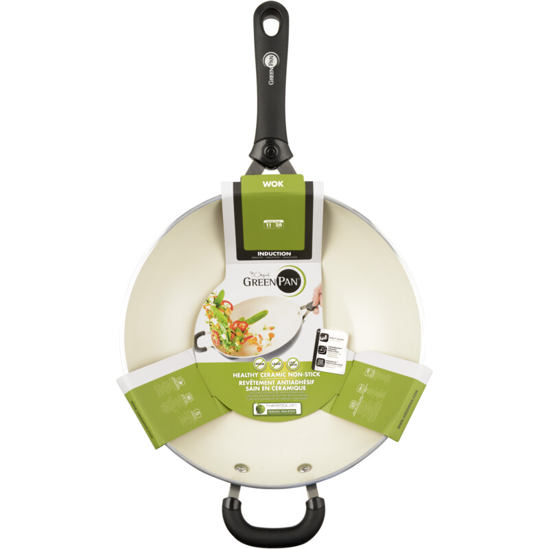 Castey Wok voor inductie, 28 cm, handvat van cederhout