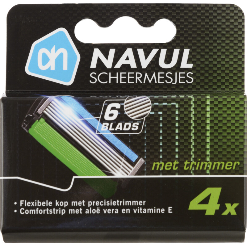Een afbeelding van AH Scheermesjes met trimmer navul 6 blads