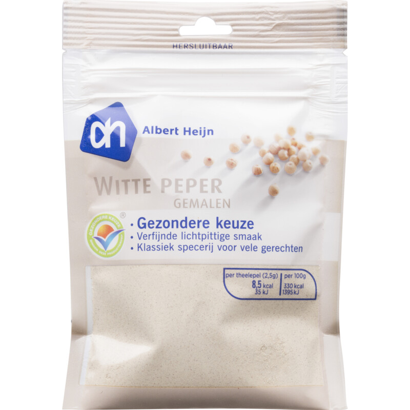 Een afbeelding van AH zakje witte peper gemalen