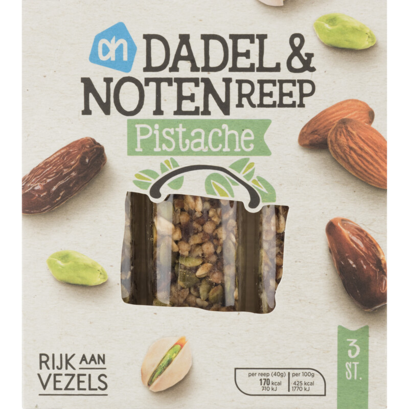 Een afbeelding van AH Dadel-notenreep pistache