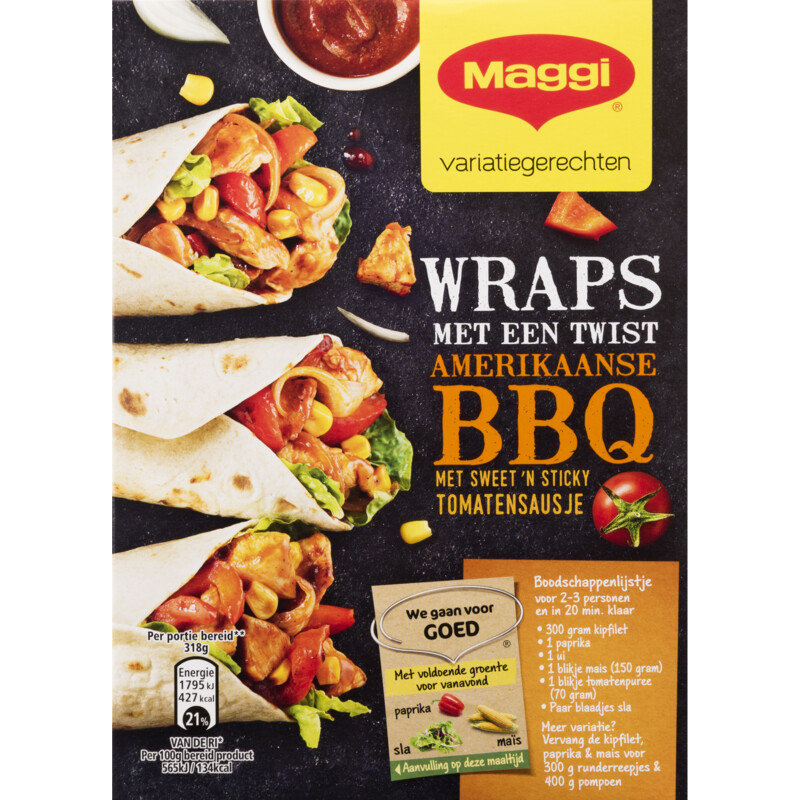 Maggi Wraps met twist amerikaase bbq bestellen | Albert Heijn