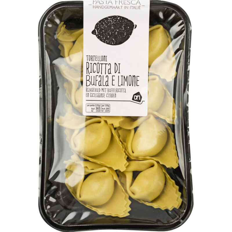 Een afbeelding van AH Tortellini ricotta di bufala e limone