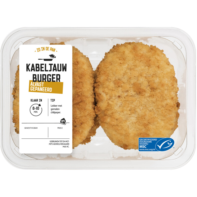 Een afbeelding van AH Kabeljauwburger gepaneerd