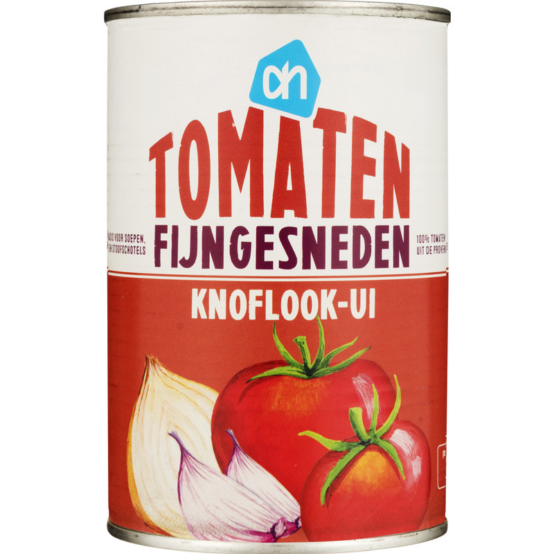 Een afbeelding van AH Tomaten fijngesneden knoflook-Ui