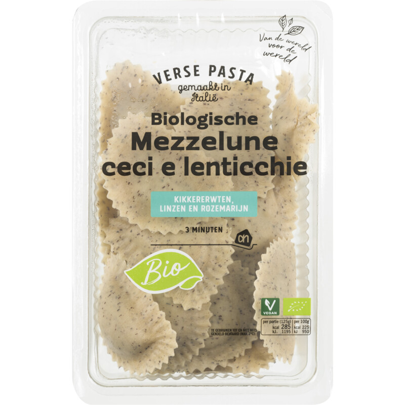 Een afbeelding van AH Biologisch Mezzelune ceci e lenticchie vegan