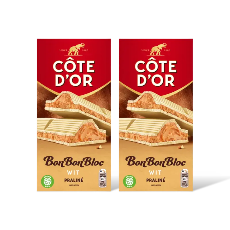 Côte d'Or BonBonBloc praliné wit 2-pack