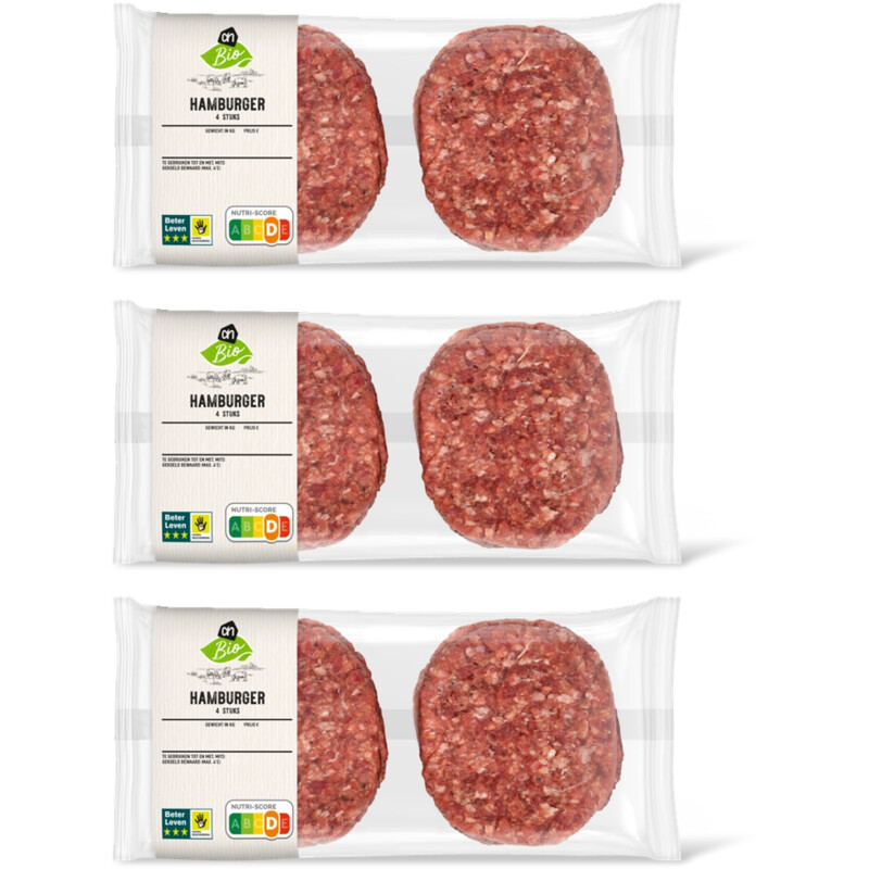 AH Biologisch Hamburger 4 stuks 3-pack