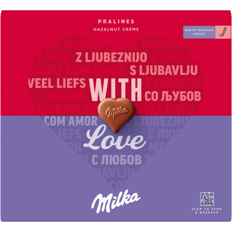 Een afbeelding van Milka With love pralines hazelnut crème