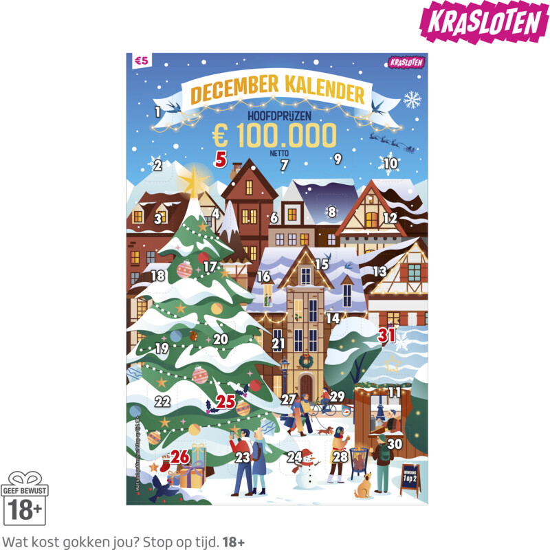 Kraslot December kalender 5 euro bestellen Albert Heijn
