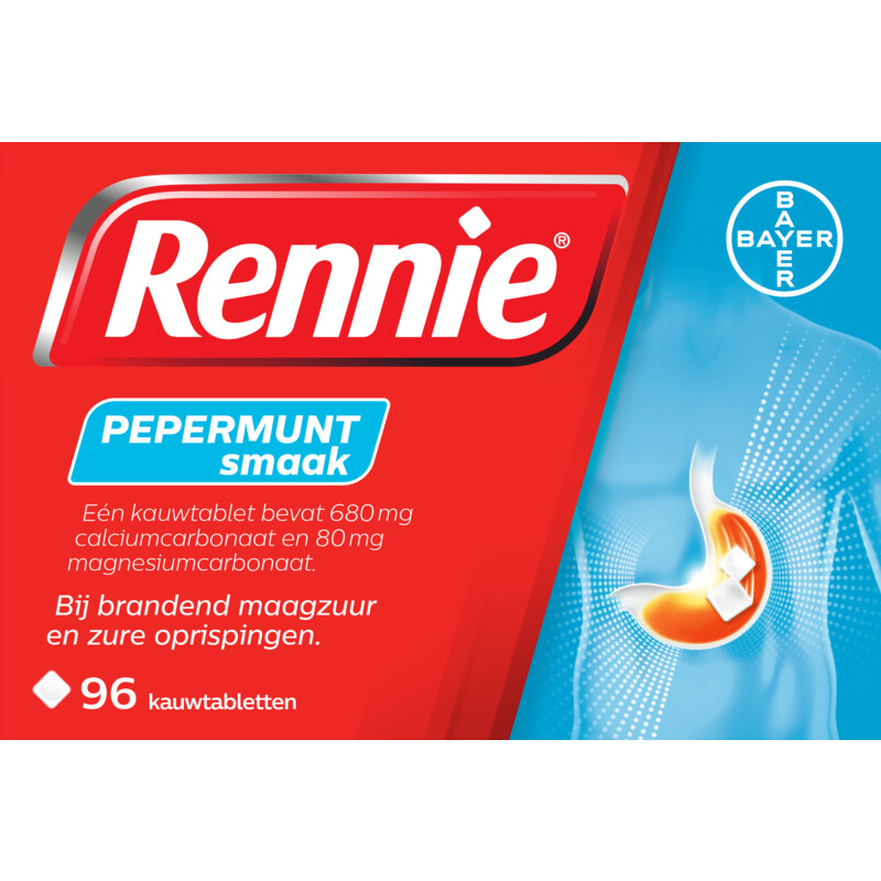 Een afbeelding van Rennie Pepermunt tablet bij brandend maagzuur