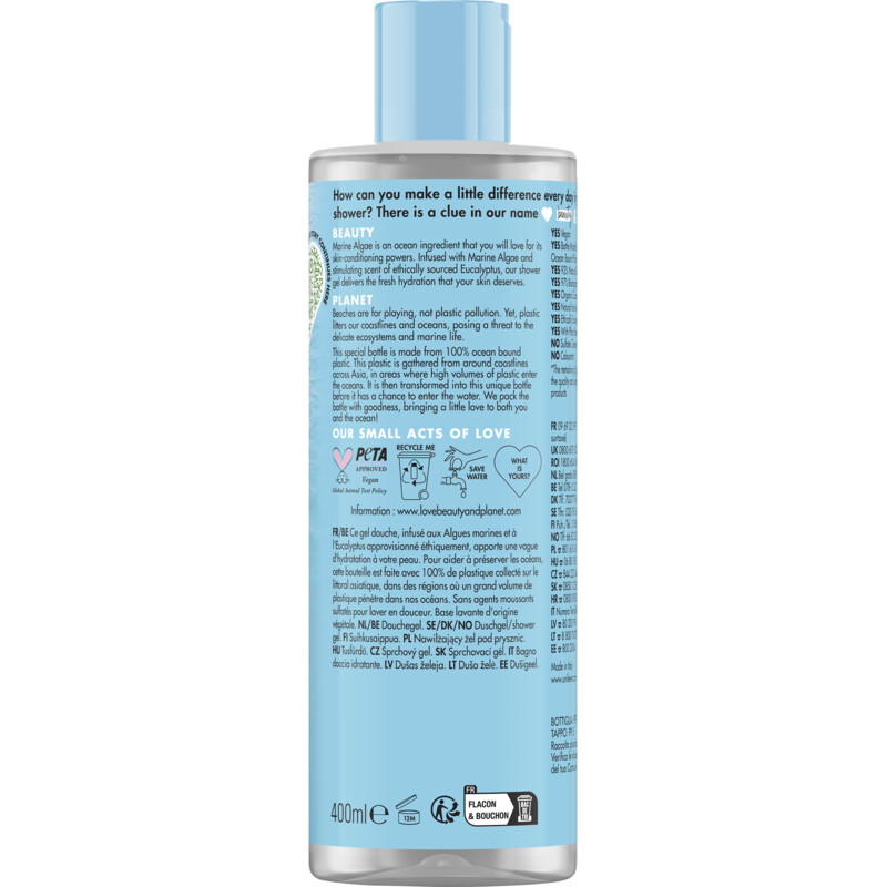 Een afbeelding van Love Beauty & Planet Marine algae & eucalyptus showergel