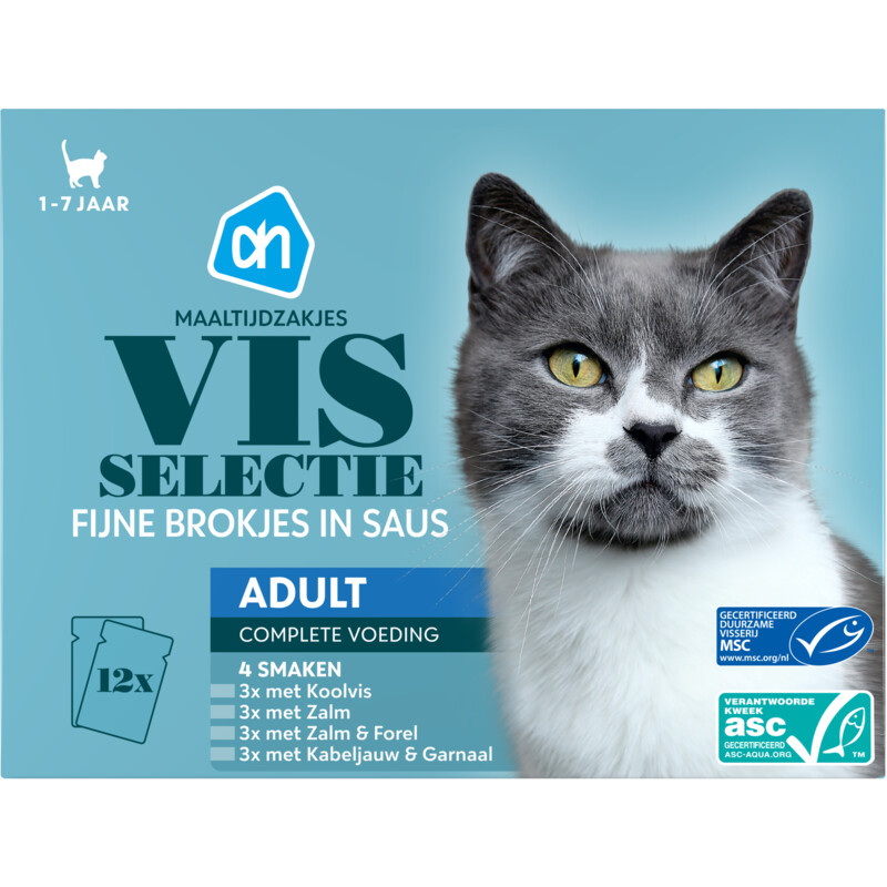 Een afbeelding van AH Maaltijdzakjes met vis in saus 12-pack