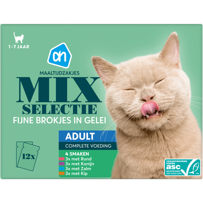 Een afbeelding van AH Maaltijdzakjes selectie in gelei 12-pack