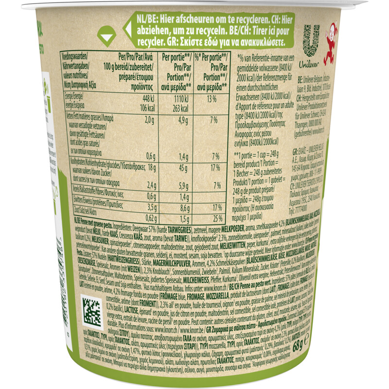 Een afbeelding van Knorr Snackpot pasta creamy pesto bel
