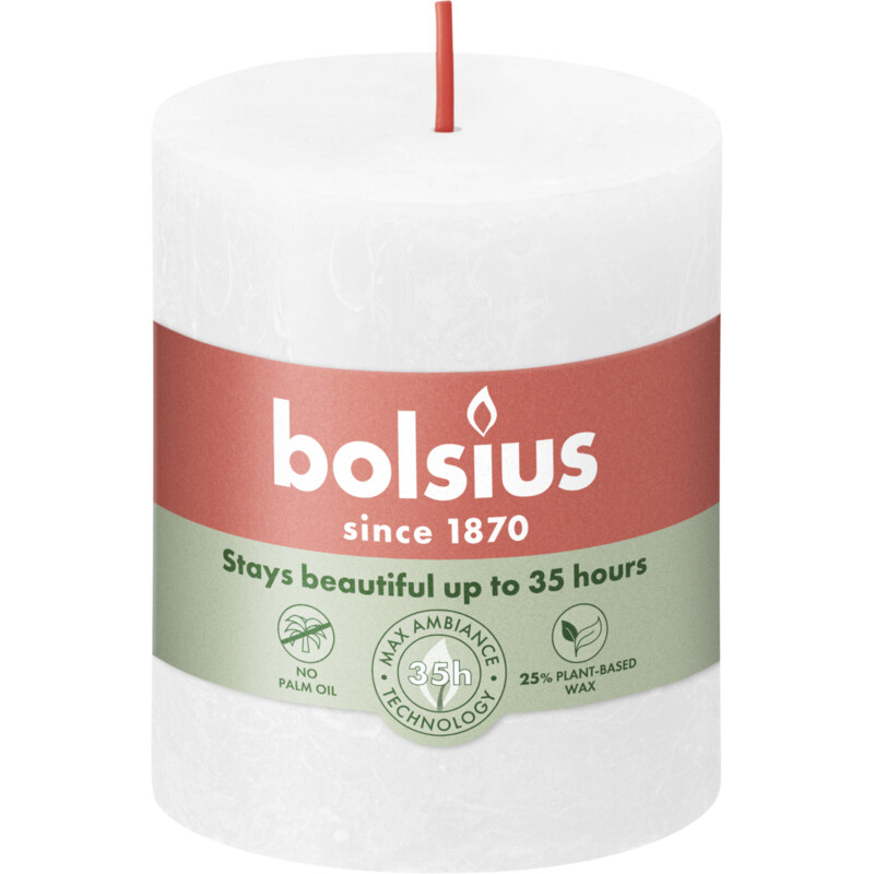 Een afbeelding van Bolsius Rustieke kaars wit 8cm