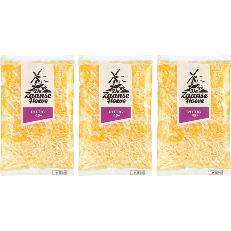 Een afbeelding van De Zaanse Hoeve Hoeve Kaas Rasp Pittig 45+ 3-pack