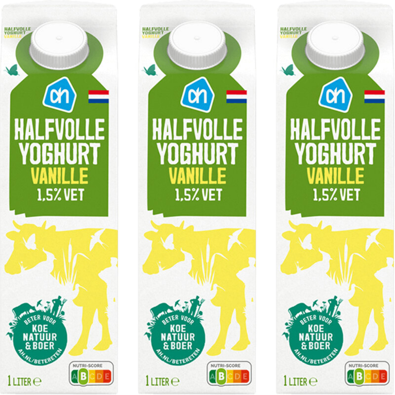Een afbeelding van AH Halfvolle Vanille Yoghurt 3-pack
