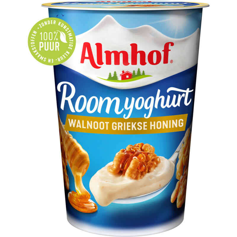 Een afbeelding van Almhof Roomyoghurt walnoot Griekse honing