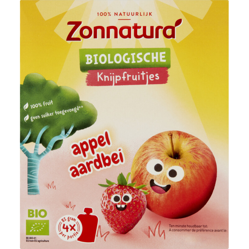 Een afbeelding van Zonnatura Knijpfruit appel aardbei bio